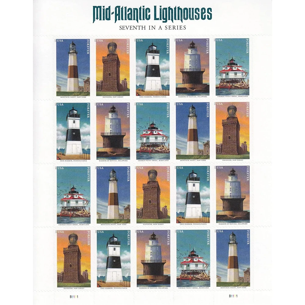 (2021) USPS Mid Atlantic Lighthouses Forever Postage Stamps